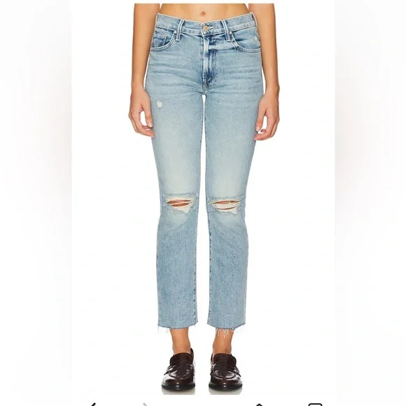 MOTHER The Insider Flood Fray jeans, size 28,Peek-a-boo wash